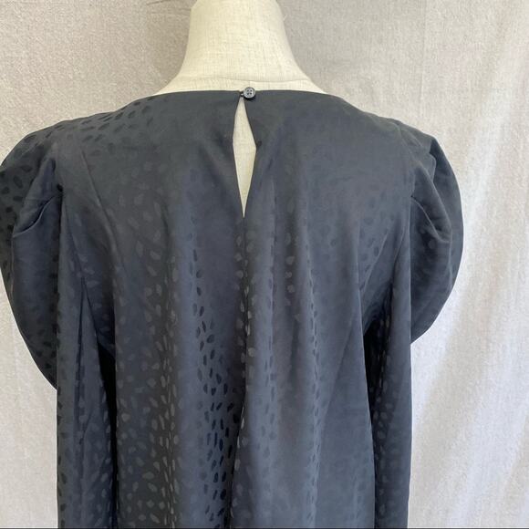 ANN TAYLOR Spotted Puff Shoulder Satin Cowl Neck Top In black Size Medium‎ NWT - Picture 8 of 12